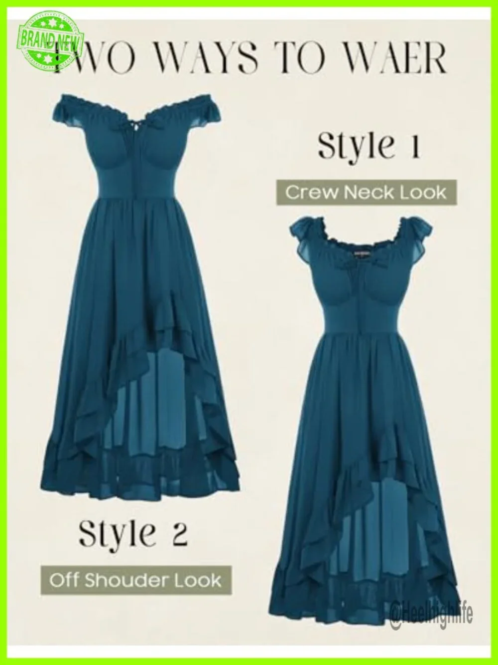Renaissance Corset Dress Off Shoulder Flowy Sundress Chiffon Dress